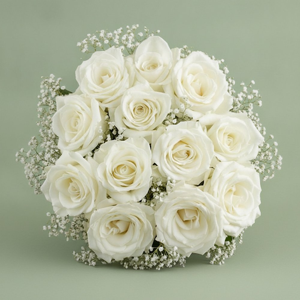Frische weiße Rosenstrauß-Arrangement