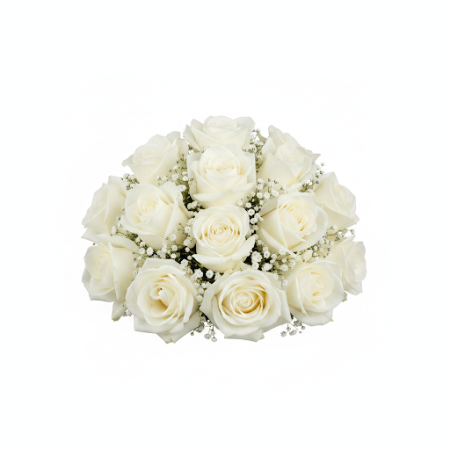 12 WHITE ROSE FLOWER - 8 White Rose Flower Bouquet | Fresh & Elegant