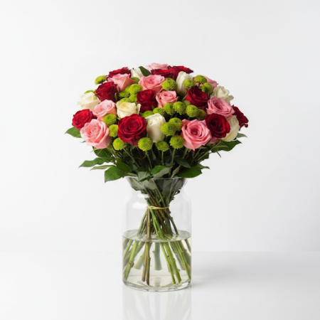 Sweet Roses Mix – Pink & Red Bouquet with Greenery in Pattaya Sweet Roses Mix – Pink & Red Bouquet with Greenery in Pattaya