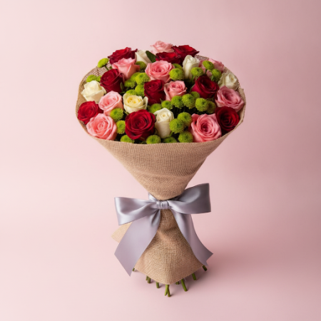 Sweet Roses Mix – Pink & Red Bouquet with Greenery in Pattaya Sweet Roses Mix – Pink & Red Bouquet with Greenery in Pattaya