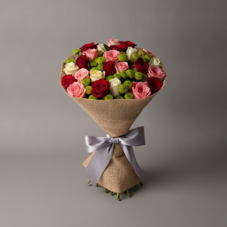 Sweet Roses Mix – Pink & Red Bouquet with Greenery in Pattaya Sweet Roses Mix – Pink & Red Bouquet with Greenery in Pattaya