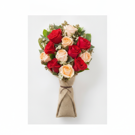 Mixed Roses Bouquet – Pink & Red Roses with Greenery in Pattaya Mixed Roses Bouquet – Pink & Red Roses with Greenery in Pattaya