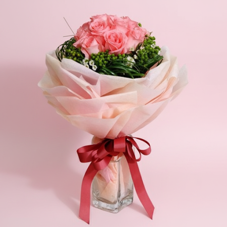 Sweet Rose Bouquet – 20 Pink Roses in Pattaya Sweet Rose Bouquet – 20 Pink Roses in Pattaya