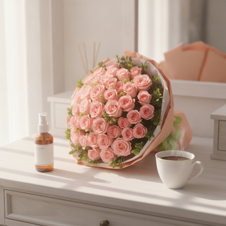 SWEET PINK ROSE FLOWER - 2 Sweet Pink Rose Flower Bouquet | Fresh Blooms