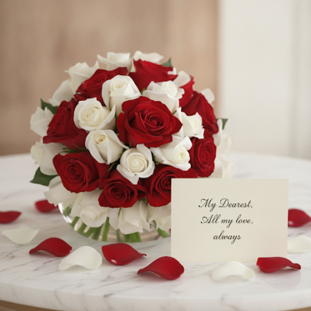 35 WHITE AND RED ROSE FLOWERS - 3 باقة الورد الأبيض والأحمر | زهور طازجة عبر الإنترنتأضئ أي مناسبة مع باقة 35 WHITE AND RED ROSE