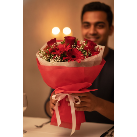 MIX  AND ROSE FLOWER - 5 Mix & Rose Flower Bouquet | Friske blomster online