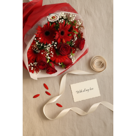MIX  AND ROSE FLOWER - 9 Mix & Rose Flower Bouquet | Friske blomster online