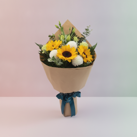 Sunshine Harmony Bouquet – Sunflowers & White Chrysanthemums Gift Sunshine Harmony Bouquet – Sunflowers & White Chrysanthemums G