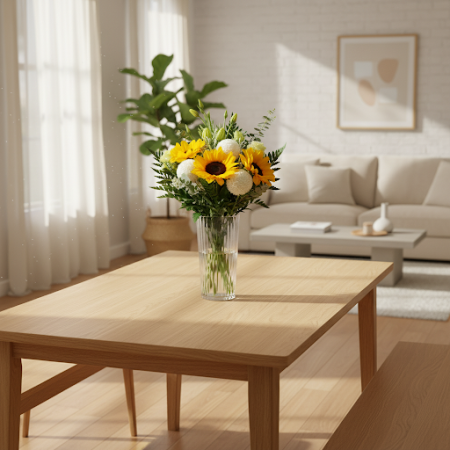 Sunshine Harmony Bouquet – Sunflowers & White Chrysanthemums Gift Sunshine Harmony Bouquet – Sunflowers & White Chrysanthemums G