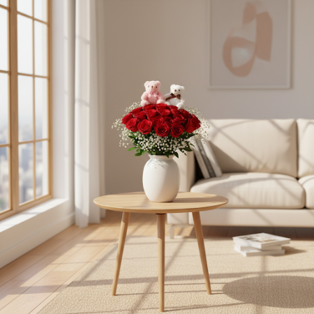 Romantic Red Rose Teddy Bouquet – Passionate Gift for Love & Anniversaries Romantic Red Rose Teddy Bouquet – Passionate Gift for