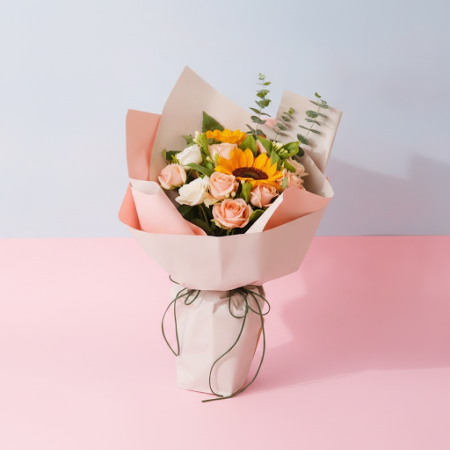 Sunflower & Rose Harmony Bouquet – Bright Celebration Gift Sunflower & Rose Bouquet – Bright Romantic Celebration Gift