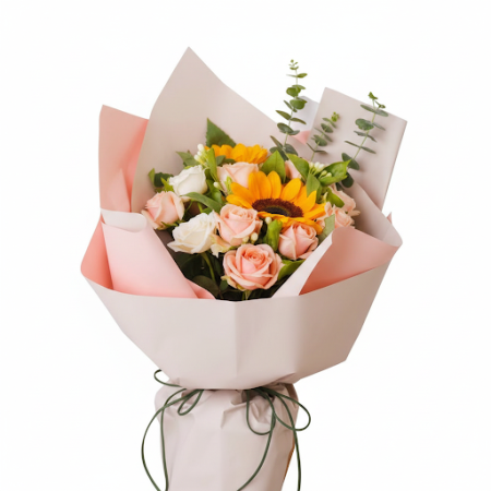 Sunflower & Rose Harmony Bouquet – Bright Celebration Gift Sunflower & Rose Bouquet – Bright Romantic Celebration Gift