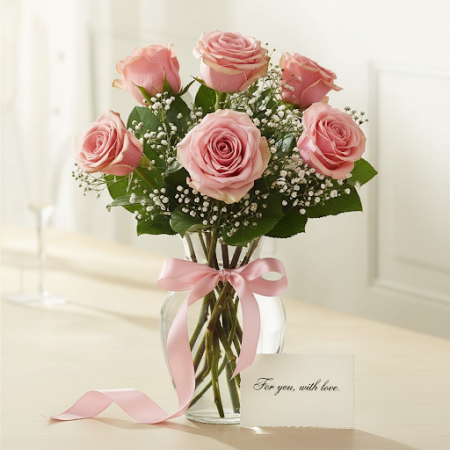 VASE OF 9 ROSES PINK FLOWERS 10 - 3 Vase of 9 Pink Roses | Fresh Flowers | Order NowBrighten any space with our Vase of 9 Pink R