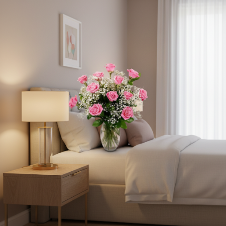 20 PINK ROSE  FLOWERS - 2 20 PINK ROSE FLOWERS | Fresh Flower Vase | Order TodayBrighten any space with our stunning 20 Pink Ros