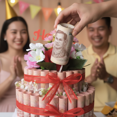 Cake money ( 10000 bth in cake) - 13 케이크 머니: 발렌타인 데이 선물 (10,000 THB)사랑하는 사람을 발렌타인 데이에 Cake money ( 10000 bth in cake)로 놀라게 해보세요!