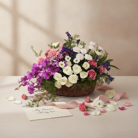 Basket of Flowers 04 | Fresh Flower Baskets