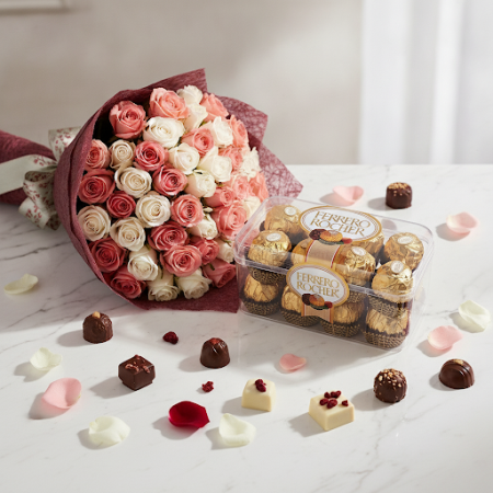 Chocolate with flowers in basket - 4 Chocolate with flowers in basket | 맛있는 간식우리의 신선한 꽃으로 장식된 정교한 초콜릿 바구니를 즐겨보세요. 선물이나 특별한 날에 완벽