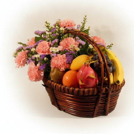 Fruit basket with carnations flowers - 4 Cesta de Froitas con Cravos: Agasallo de GrazasExprésa a túa gratitude cunha deliciosa 