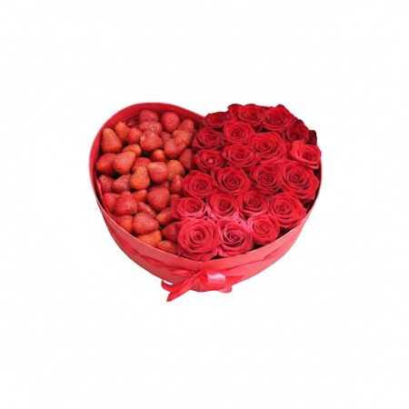 roses in box with fruits - 4 Roses in Box with Fruits | Fresh & Elegant Gifts