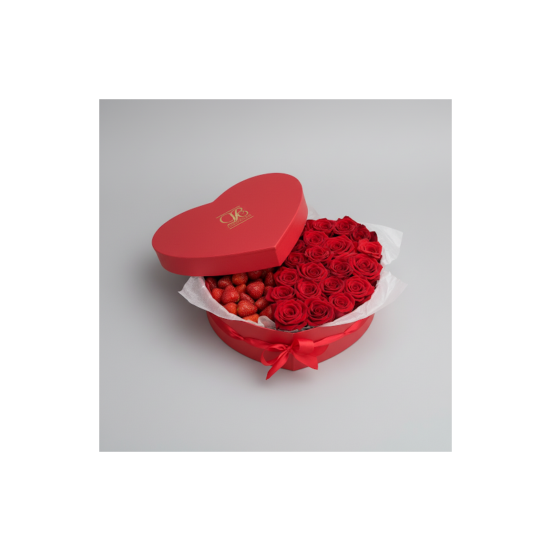 roses in box with fruits - 5 Roses in Box with Fruits | Fresh & Elegant Gifts