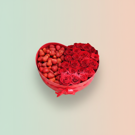 roses in box with fruits - 6 Roses in Box with Fruits | Fresh & Elegant Gifts