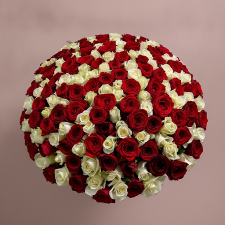  Grand 100 Red & White Roses Flower Arrangement – Perfect Anniversary Gift Pattaya Valentine - Foto 8