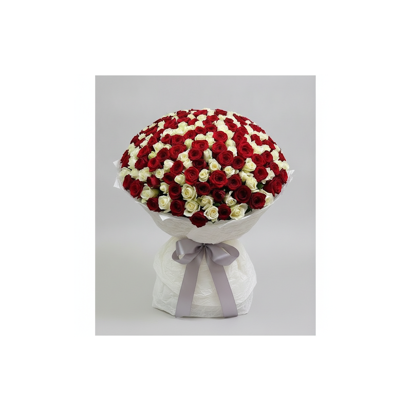  Grand 100 Red & White Roses Flower Arrangement – Perfect Anniversary Gift Pattaya Valentine - Foto 12