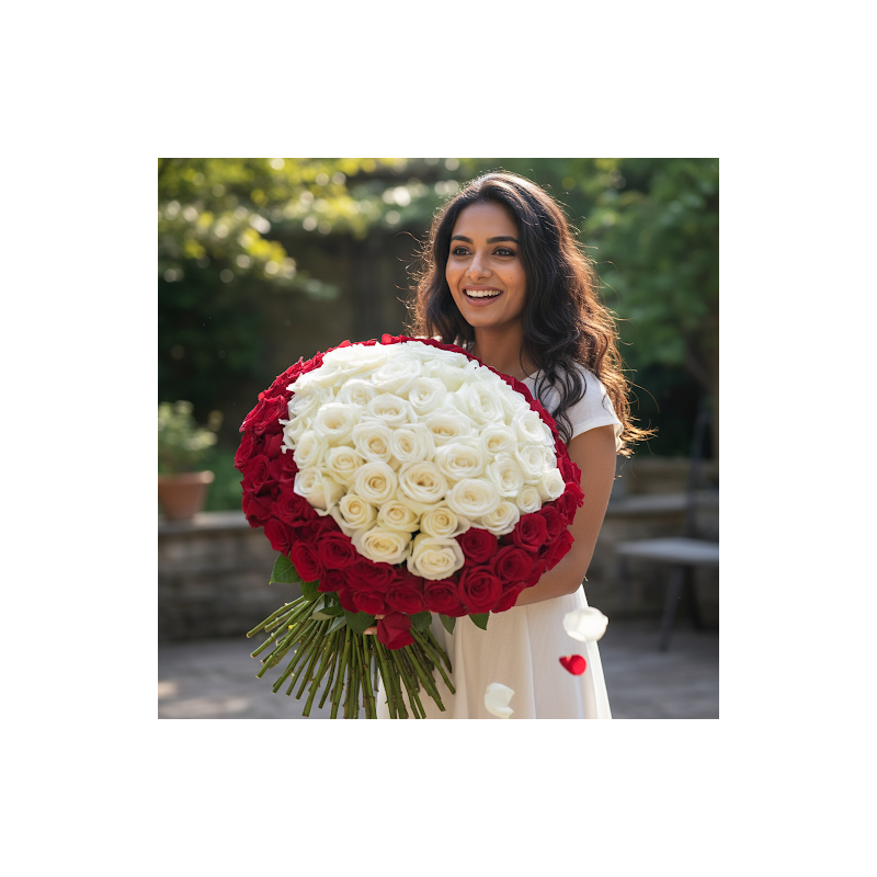100 red and white roses - 5 100 röda och vita rosor | Alla hjärtans dag presenterÖverraska din älskade denna Alla hjärtans dag m