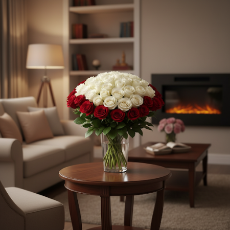 100 red and white roses - 6 100 röda och vita rosor | Alla hjärtans dag presenterÖverraska din älskade denna Alla hjärtans dag m