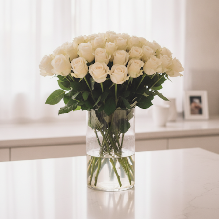 100 white roses - 3 100ホワイトローズ | バレンタインデーギフトあなたの大切な人をこのバレンタインデーに100本の美しい白いバラで驚かせましょう。愛と純粋さの時代を超えた象徴であり、あなたの深い感情を表現するのに最適です！