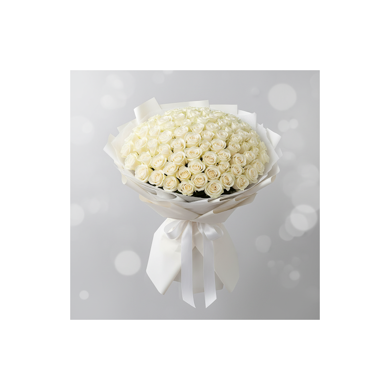 100 white roses - 7 100ホワイトローズ | バレンタインデーギフトあなたの大切な人をこのバレンタインデーに100本の美しい白いバラで驚かせましょう。愛と純粋さの時代を超えた象徴であり、あなたの深い感情を表現するのに最適です！