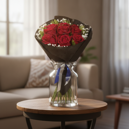 12 red Rose flowers - 6 Röd Ros Bukett | Beställ Färska Blommor OnlineÖverraska någon speciell med vår fantastiska 12 red Rose f