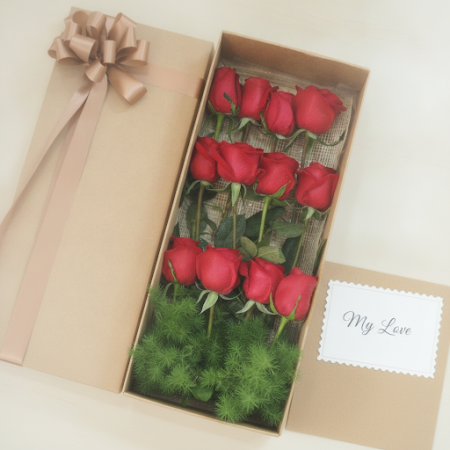 12 red rose in box 01 - 4 Rosas Vermellas na Caixa | Pide Agora | ROSA NA CAIXASorprende á túa persoa querida con 12 impresionan