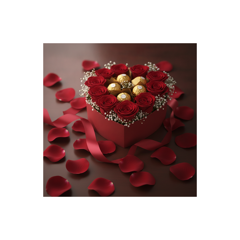 12 red roses with chocolate - 2 12 røde roser med chokolade | Valentinsdag gave