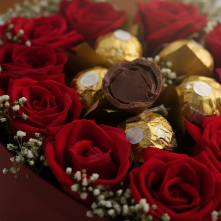 12 red roses with chocolate - 3 12 røde roser med chokolade | Valentinsdag gave