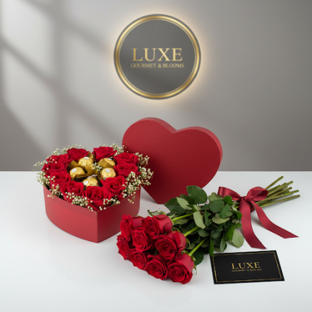 12 red roses with chocolate - 4 12 røde roser med chokolade | Valentinsdag gave