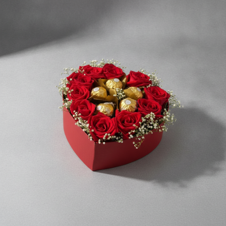 12 red roses with chocolate - 6 12 røde roser med chokolade | Valentinsdag gave