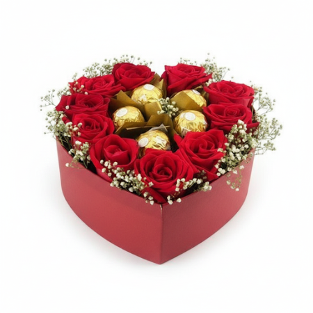 12 red roses with chocolate - 7 12 røde roser med chokolade | Valentinsdag gave