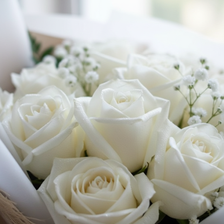 12 WHITE ROSE FLOWER IN BOX - 7 Witte Rozen in Doos | Vers & Elegant