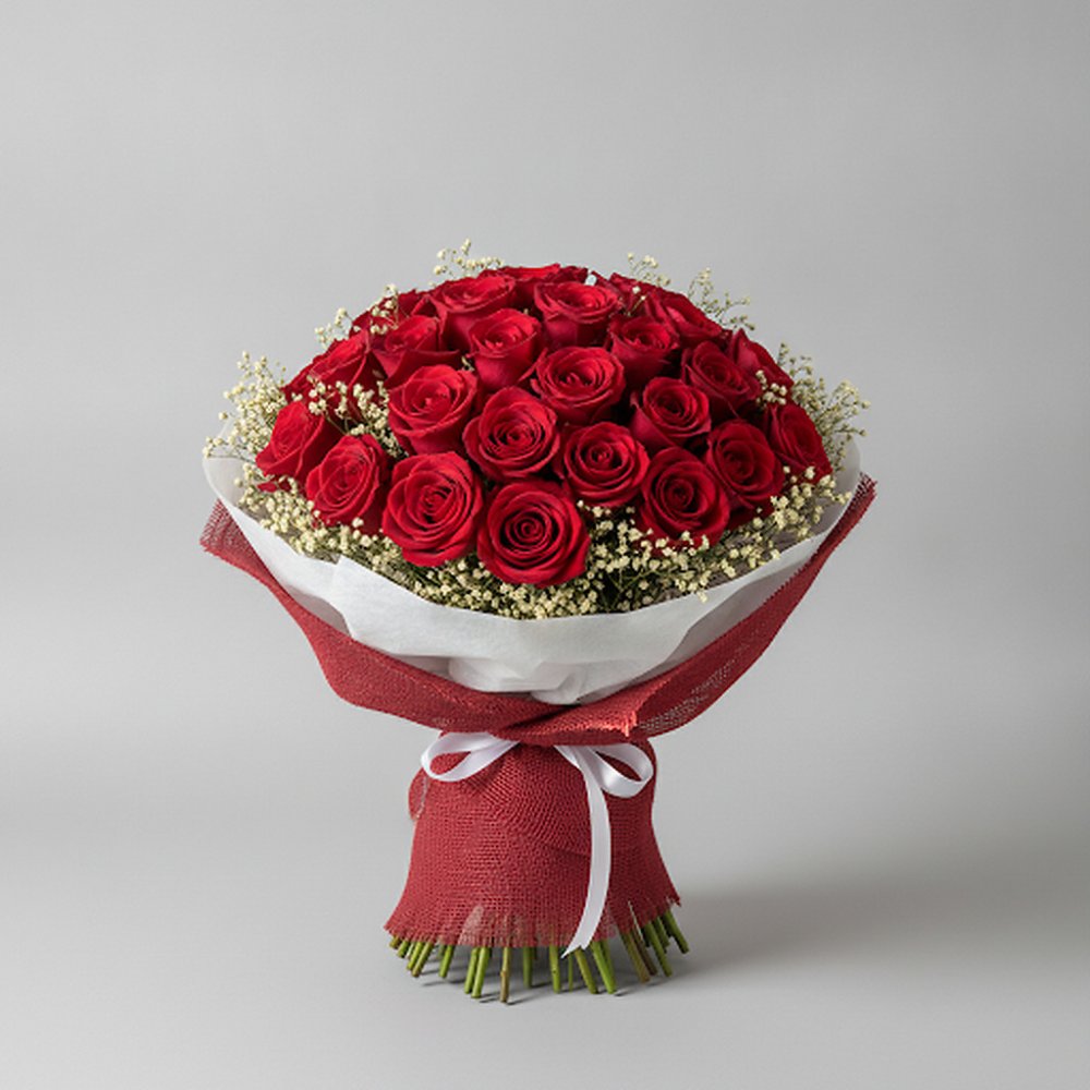 Twenty red roses flower bouquet