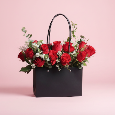 20 roses in basket waterproof paper handy gift bag - 2 20 Roses in Basket | Valentinsdag Gave