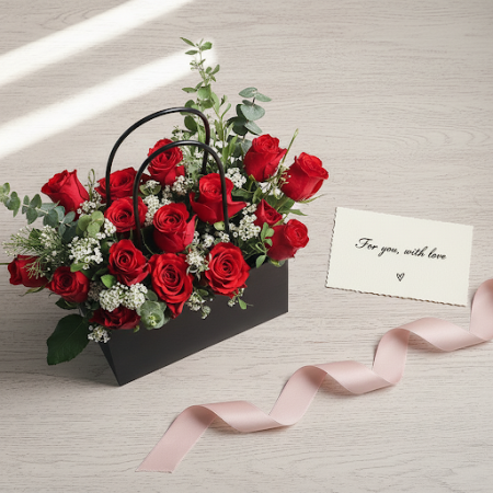 20 roses in basket waterproof paper handy gift bag - 3 20 Roses in Basket | Valentinsdag Gave