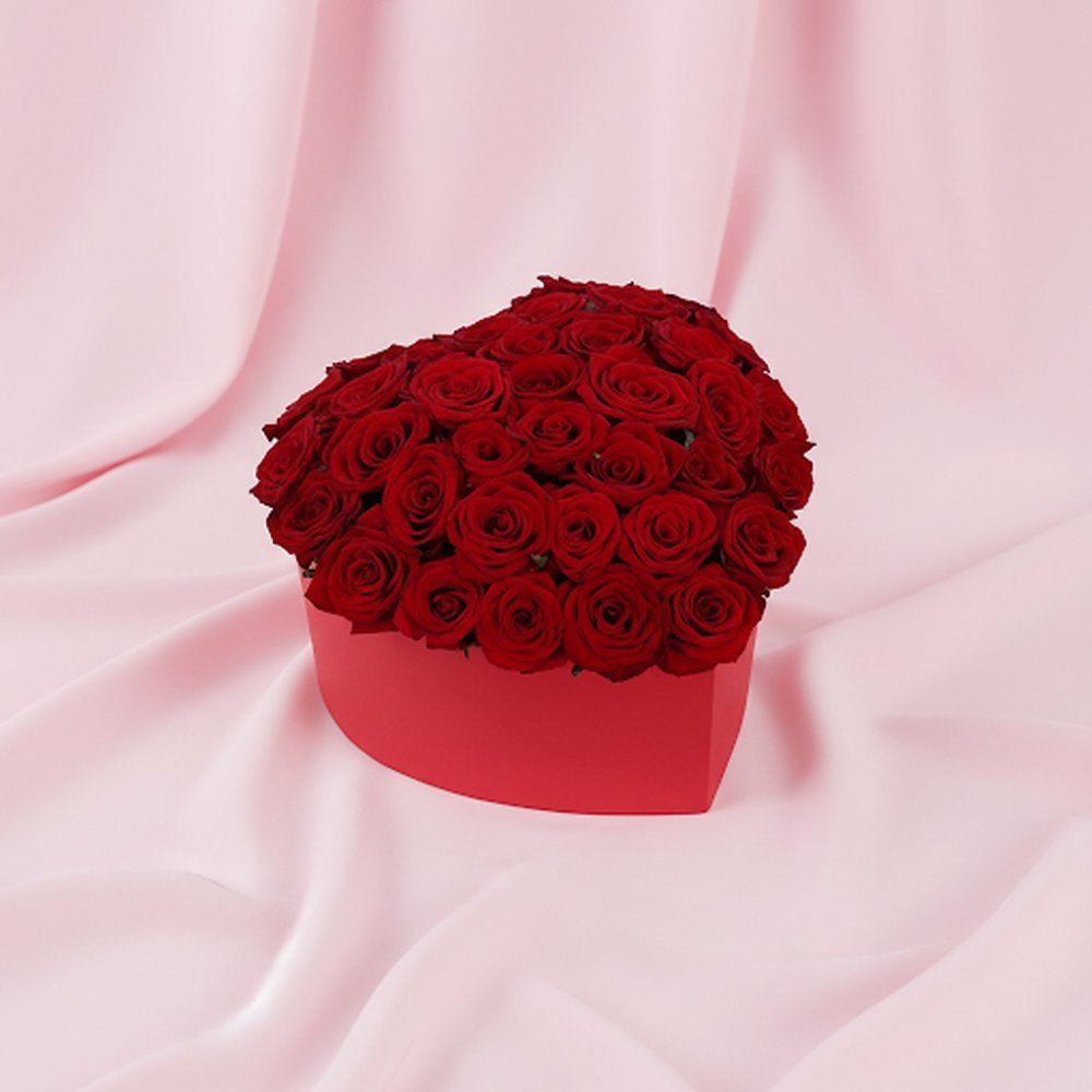 Red roses in luxury gift box