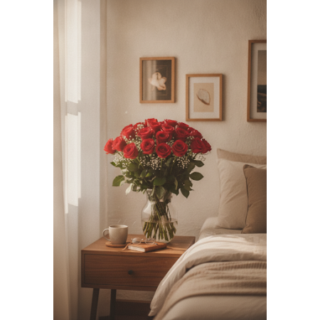 24 red roses flowers - 2 24 Κόκκινα Τριαντάφυλλα: Λουλούδια για την Ημέρα του Αγίου ΒαλεντίνουΕκπλήξτε τον αγαπημένο σας αυτόν τ