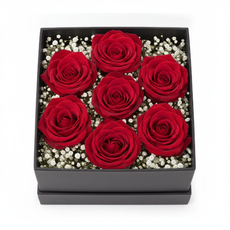 6 rose in box - 6 6 roser i en kasse | Frisk & Elegant