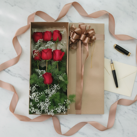 6 Roses in Box | Frische & elegante Rosen