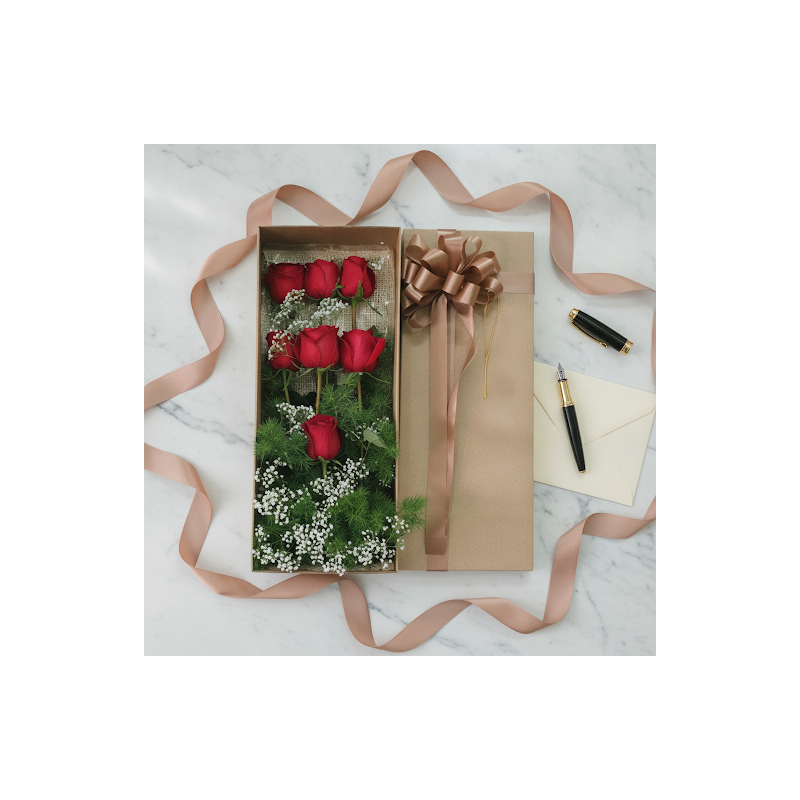 6 roses in box - 2 6 Roses in Box | Frische & elegante RosenÜberraschen Sie jemanden Besonderen mit unserer eleganten Box mit 6 