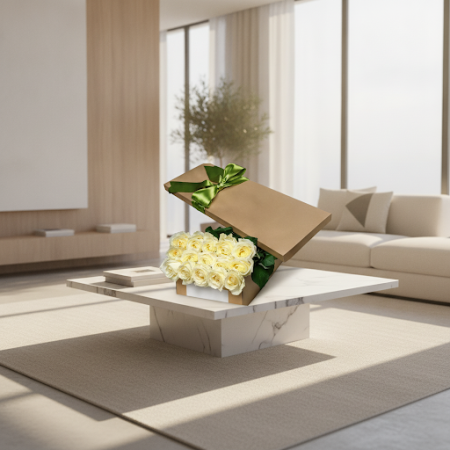 8 roses in box WHITE - 5 8 White Roses in Box | ROSE IN BOX