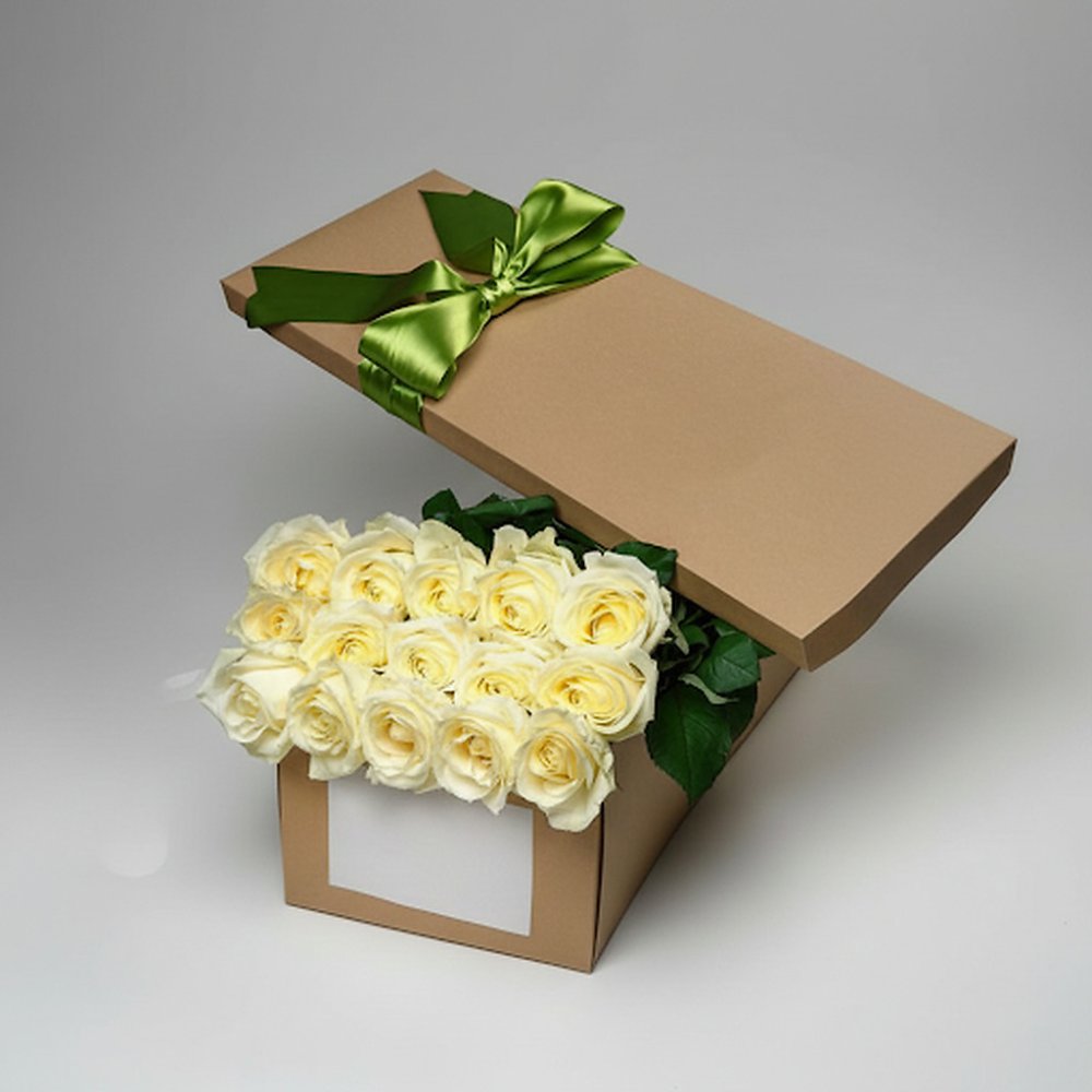 White roses in luxury box