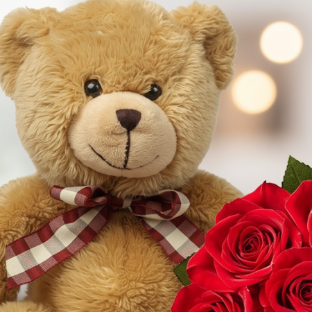 Artificial flowers  with bear size 30 cm - 5 Fleurs artificielles avec ours | 30 cm | Envoyer en ThaïlandeÉgayez votre espace av